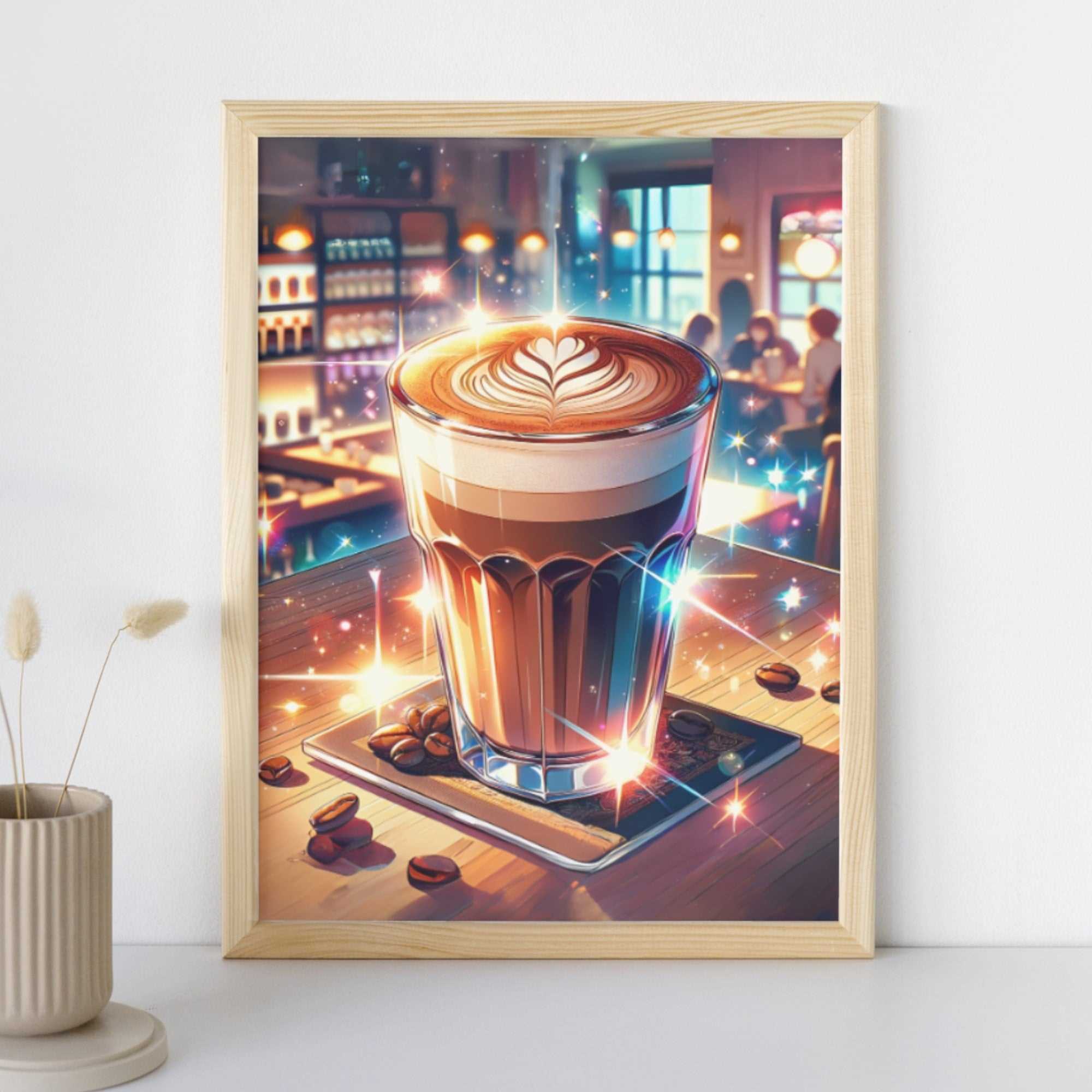 anime style coffee art, artwork for cafe, art for coffee station, poster for cafe, coffee poster, poster for coffee bar, coffee artwork, coffee inspired anime, espresso artwork