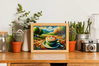 abstract van gogh inspired digital art, coffee artwork, coffee poster, poster for coffee bar, poster for espresso bar, art for café, café artwork, コーヒーのアートワーク、コーヒーのポスター、コーヒーバーのポスター、エスプレッソバーのポスター、カフェのアート、カフェのアートワーク