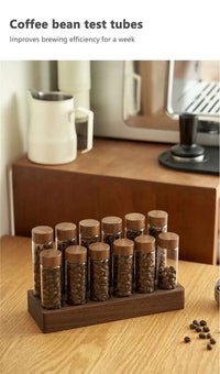 Accessories virtuoso coffee specialty coffee スペシャルティコーヒー 高品質コーヒー Glass Coffee Bean Storage Tube & Display Rack + Free Funnel