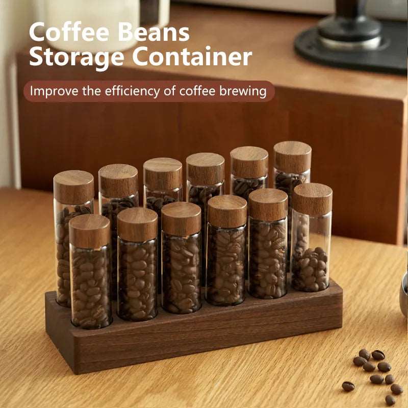 Accessories virtuoso coffee specialty coffee スペシャルティコーヒー 高品質コーヒー Glass Coffee Bean Storage Tube & Display Rack + Free Funnel