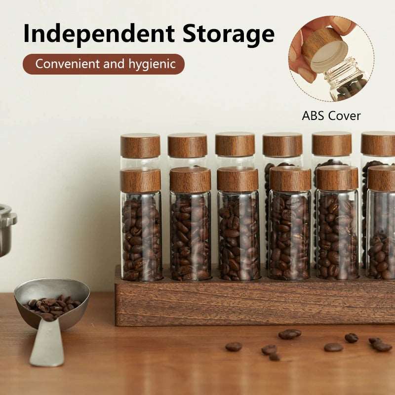 Accessories virtuoso coffee specialty coffee スペシャルティコーヒー 高品質コーヒー Glass Coffee Bean Storage Tube & Display Rack + Free Funnel