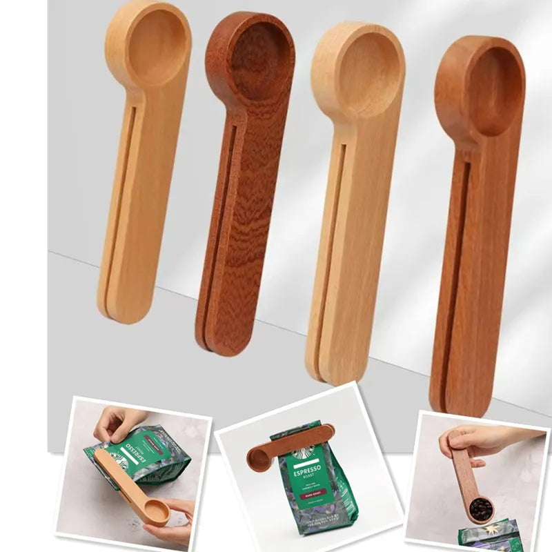 Accessories virtuoso coffee specialty coffee スペシャルティコーヒー 高品質コーヒー 2-in-1 Natural Wood Coffee Scoop & Bag Clip - Multipurpose Measurement & Freshness Seal