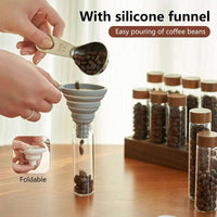 Accessories virtuoso coffee specialty coffee スペシャルティコーヒー 高品質コーヒー Glass Coffee Bean Storage Tube & Display Rack + Free Funnel