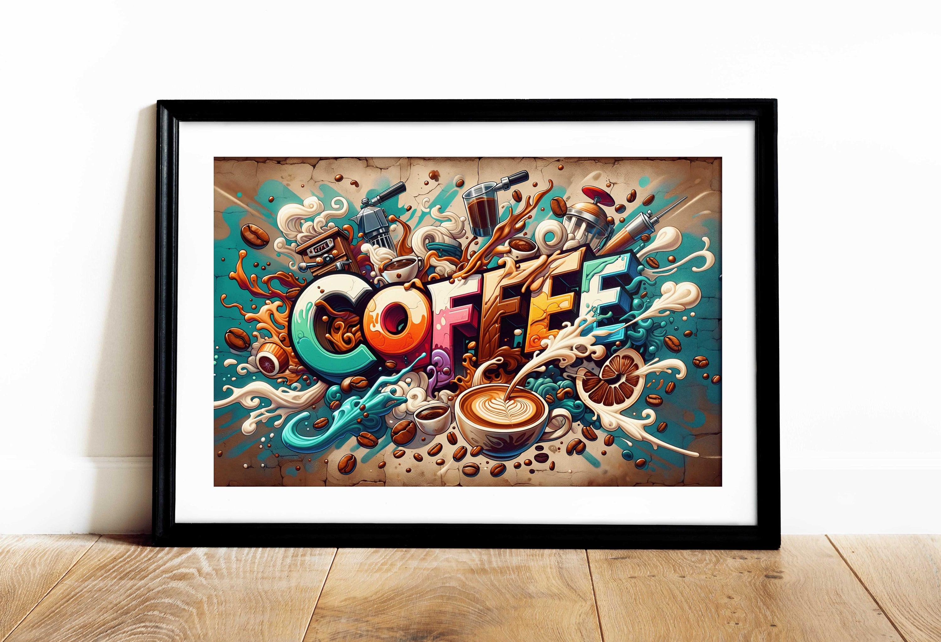 Coffee Graffiti Colorful Splash Art