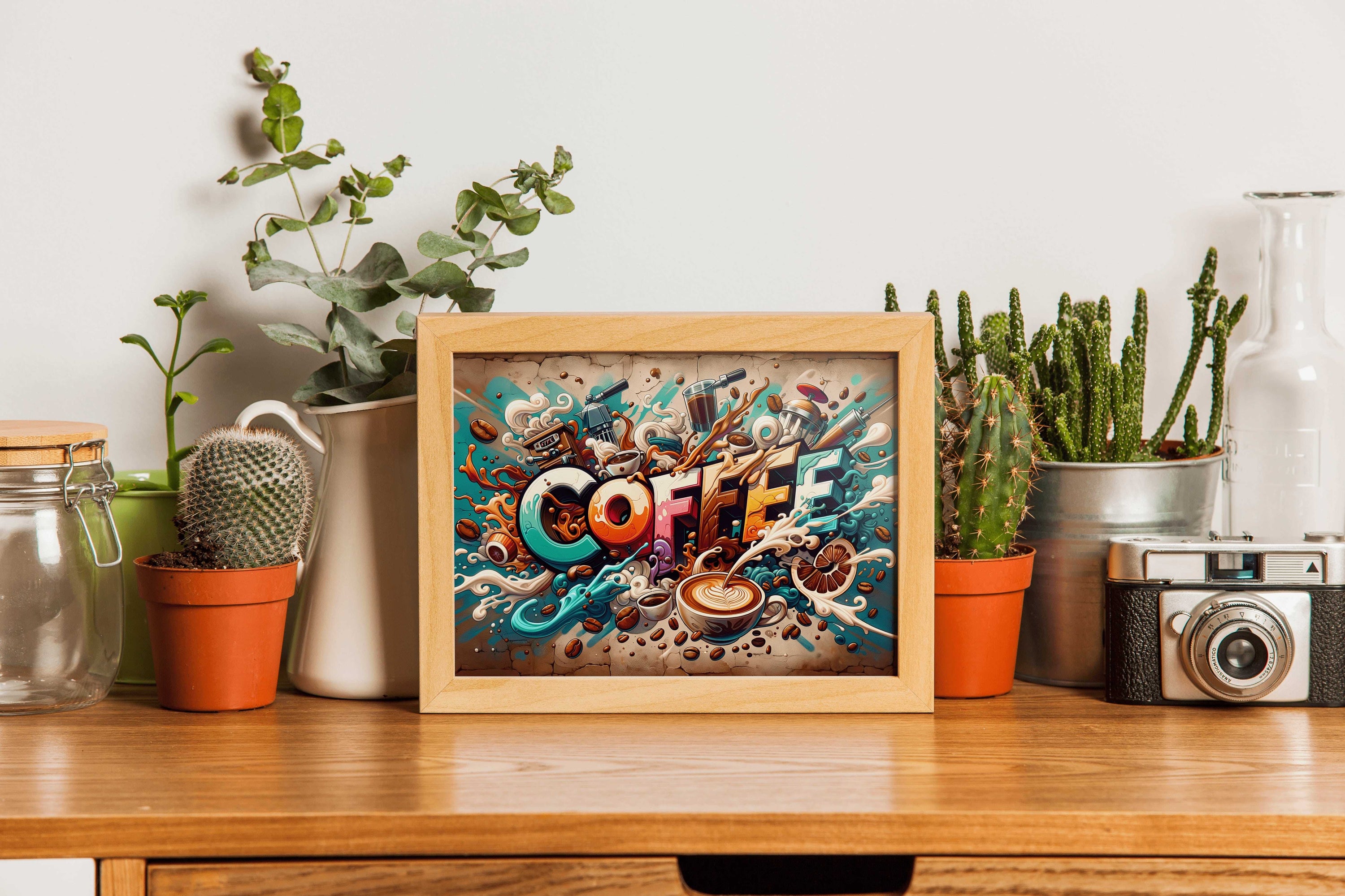 Coffee Graffiti Colorful Splash Art