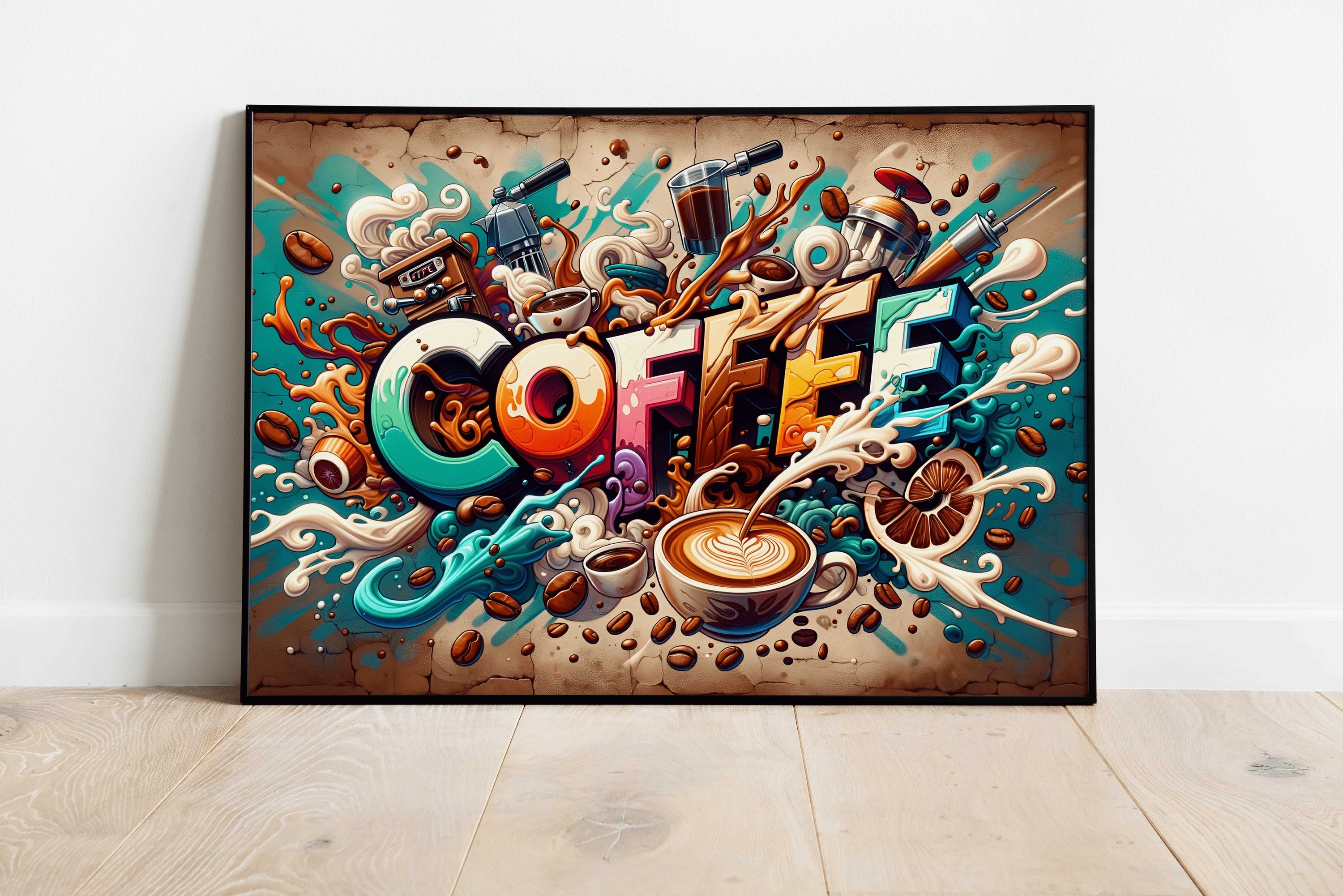 Coffee Graffiti Colorful Splash Art