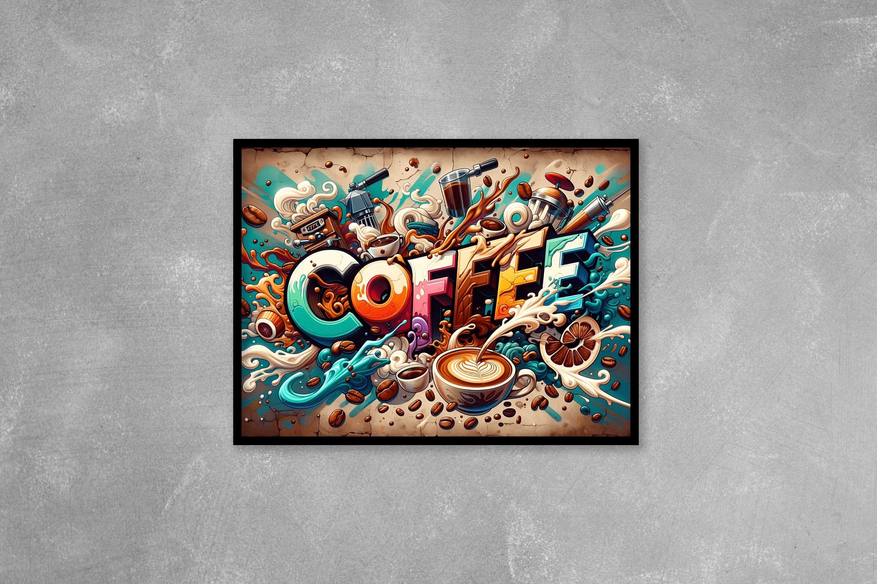 Coffee Graffiti Colorful Splash Art